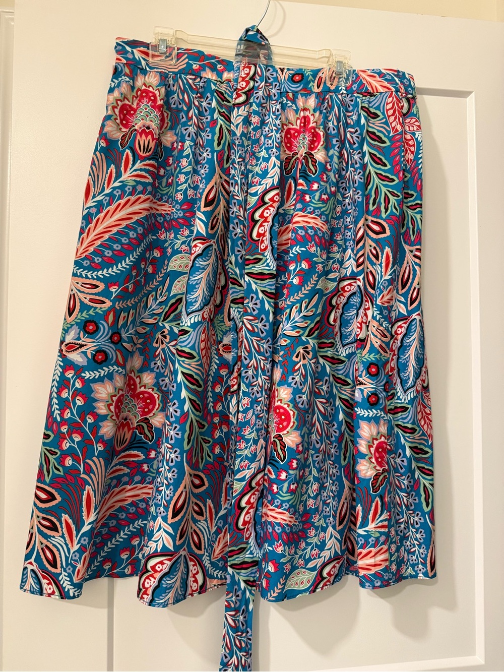 Talbots Blue Teal Floral Paisley Midi Skirt